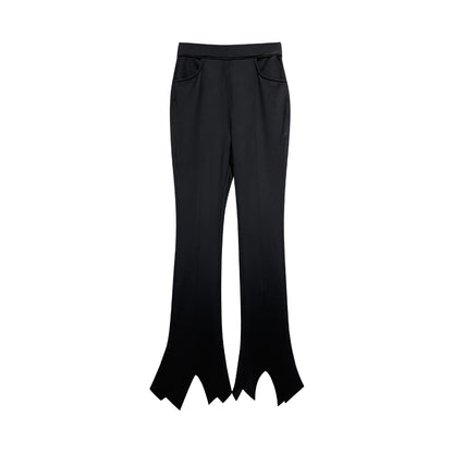 ANNAKIKI Niche Designer Black Star-Shaped Bootcut  Casual Pants-HINATA