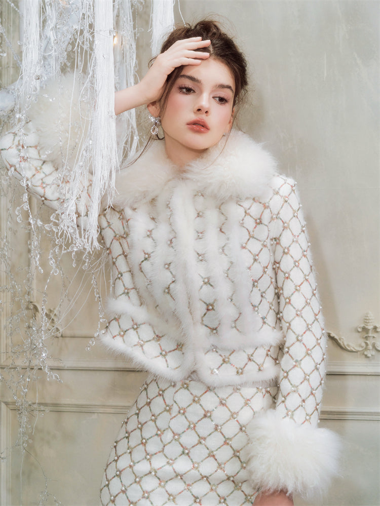 Wardrobes By Chen Elegant Embroidered Sequin/Bead Jacket/Short Skirt-Jay