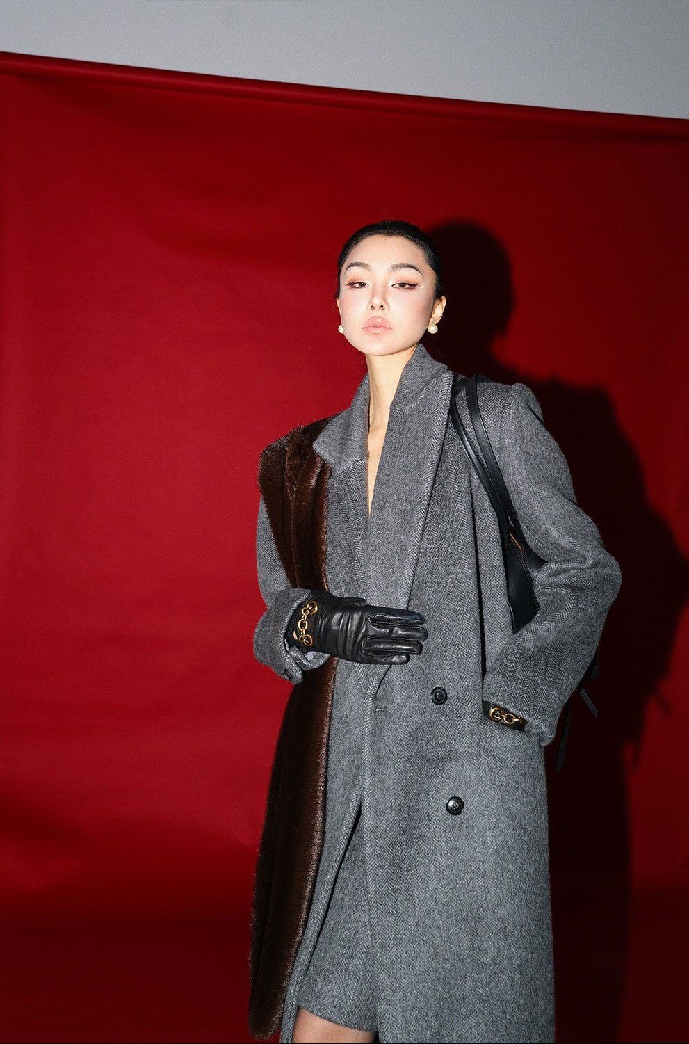 MEI SANGUAN Wool Gray Jacket & One-Step Skirt Set- ISAAC