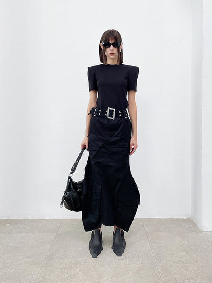 ANNAKIKI  geometric split workwear style skirt - JIHYO.