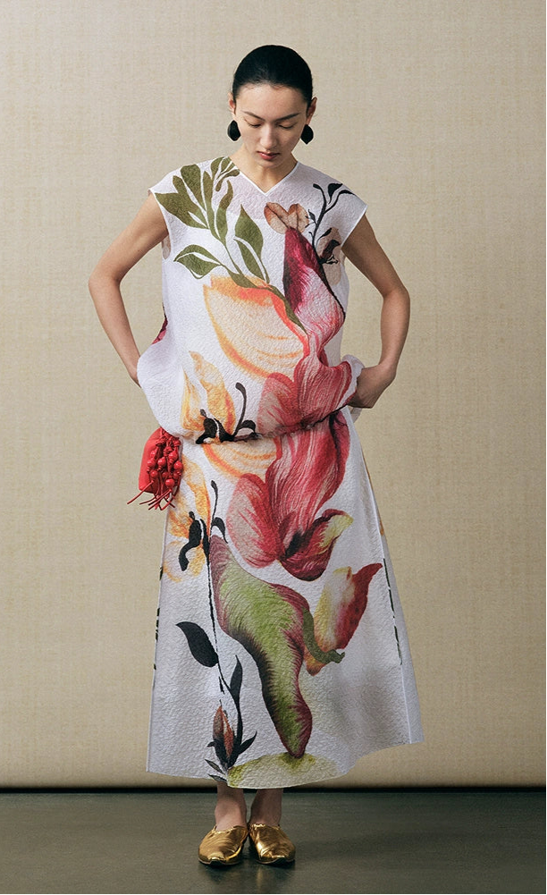 ZHUCHONGYU floral A-line airy printed skirt and top outfit set-ANZU.