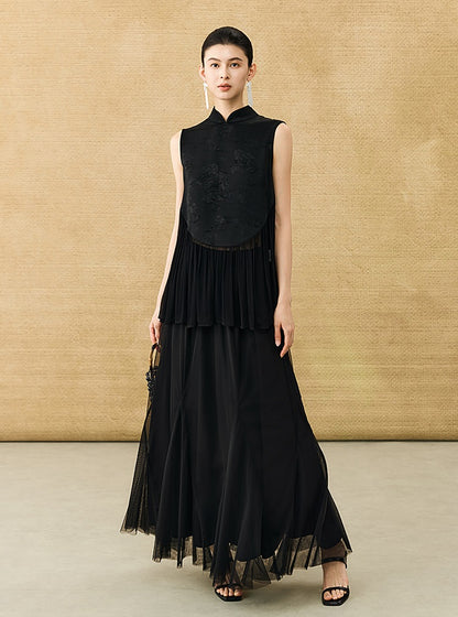 HECO New Chinese Acetate Jacquard Mesh Stitching T-Shirt - ANGEL.