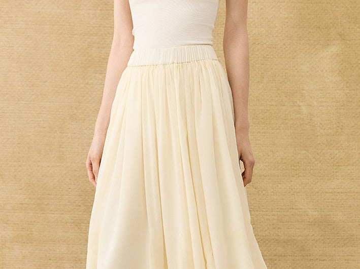 HECO Chinese Solid Color Large Swing Waist Slimming Mermaid Skirt - STARS.