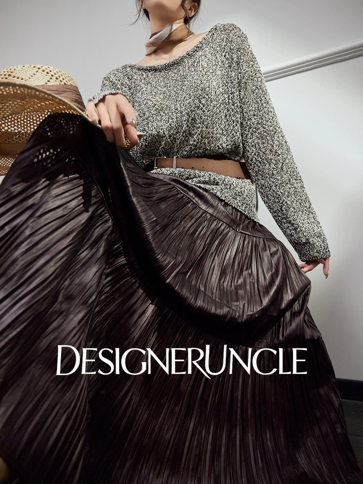 DGU |Flower Gray Knitted New Loose Lazy Style Light Luxury Niche Design Pullover - CHANT.