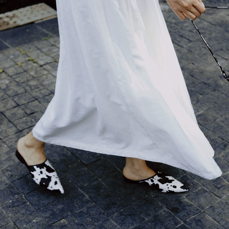 B-FEI Cow print flat sandals-MUNCH.