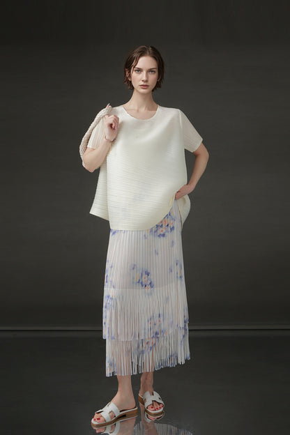 PIAOIN Miyake style simple premium pleated design T-shirt  -CECILLIA