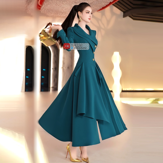 VJE double-collar long sleeved  trench coat maxi dress - JUN.