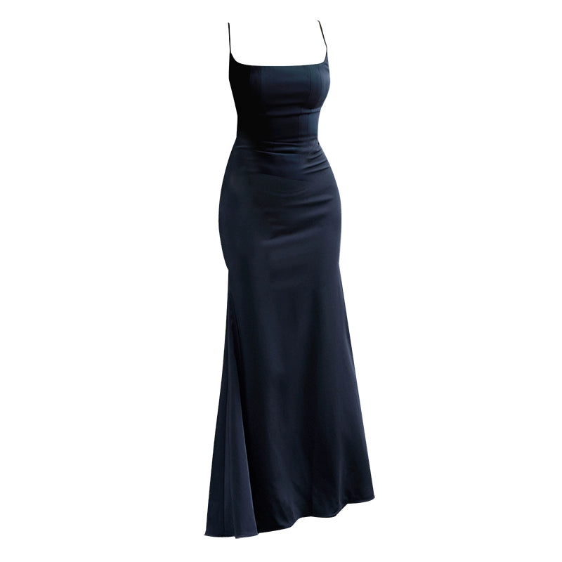 GOUDIN black long simple light luxury evening skirt-ANN.