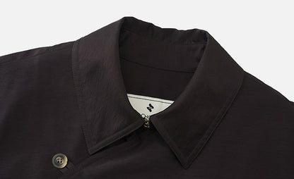 ZHUCHONGYUN Chinese oriental bias shirt collar wool top-YATA.