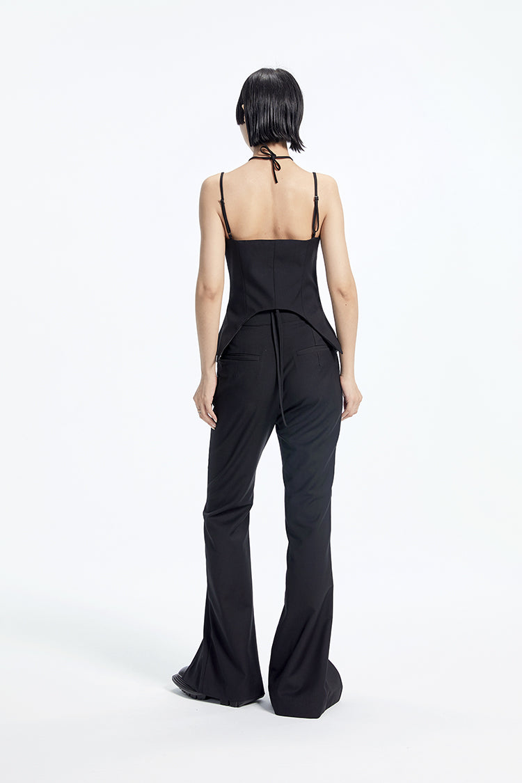 TINY IN Black Curved Flared Women's High Waist Trousers - CAMA