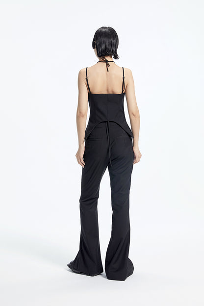TINY IN Black Curved Flared Women's High Waist Trousers - CAMA