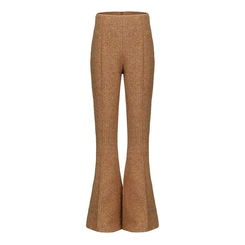 ATELIER MISS LU autumn-winter warm sheep-wool knitted flared pants - CHRISTA