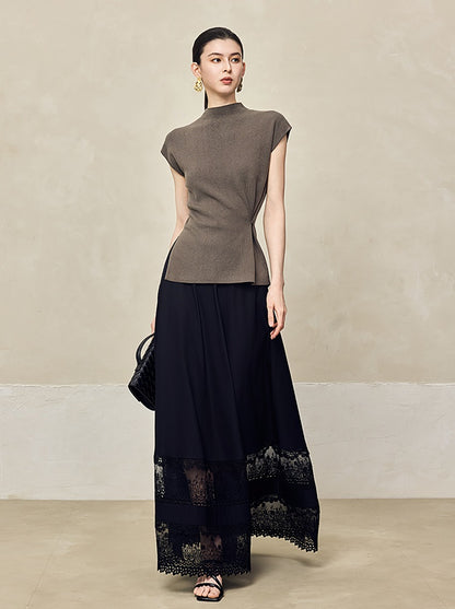 HECO Acetate Hollow Lace A-line Long Skirt women - FLOW.