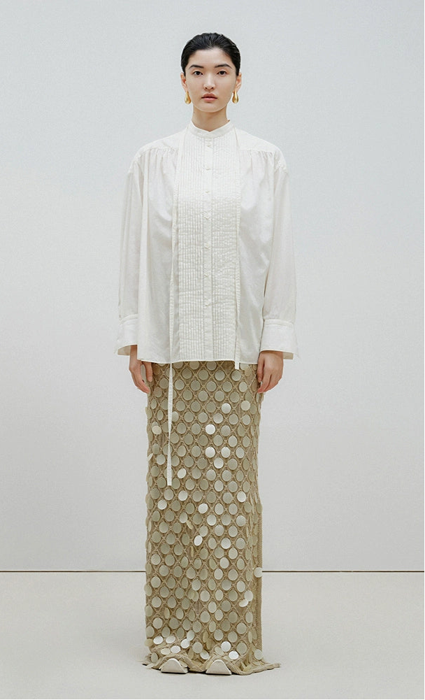 ZHUCHONGYUN handmade sequential embroidery long knitted skirt-ICHIGO.