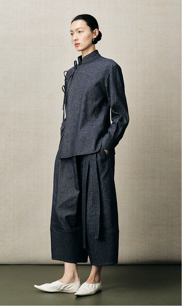 ZHUCHONGYUN loose belt denim cropped pants-ANVAS.