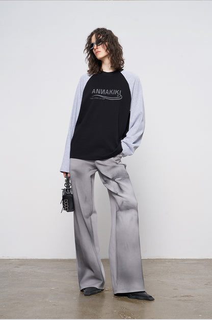 ANNAKIKI women's niche vintage raglan long-sleeved top-DAISUKE