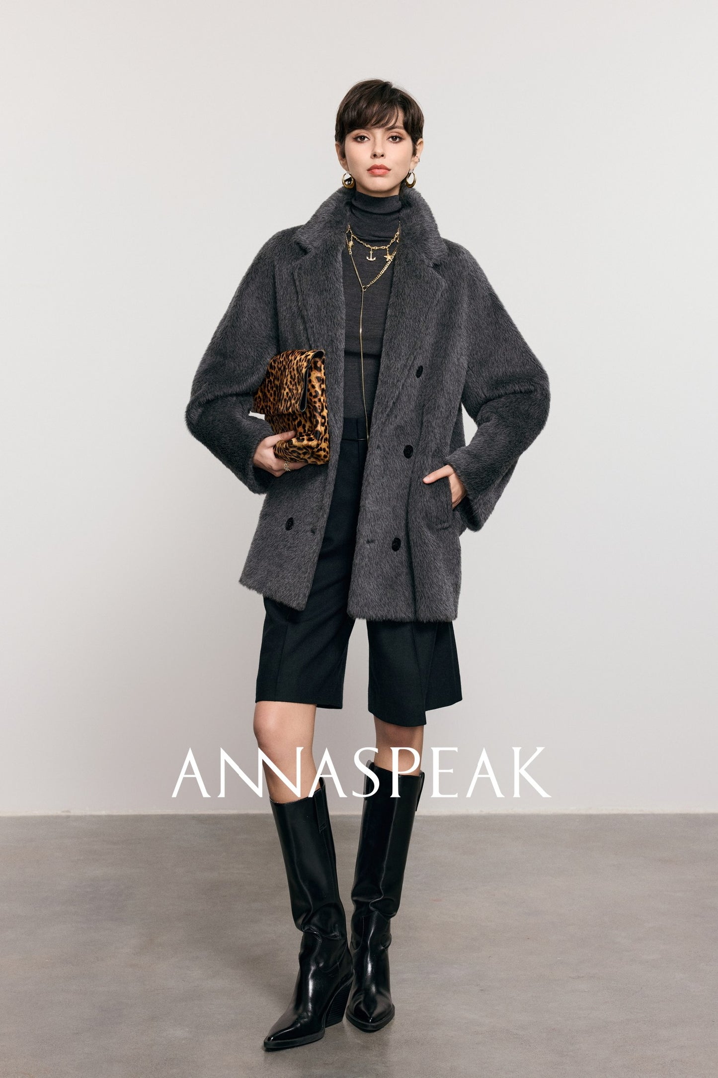 ANNASPEAK   Wool MINI Waist Bag Straight Leg Pants -COLE.