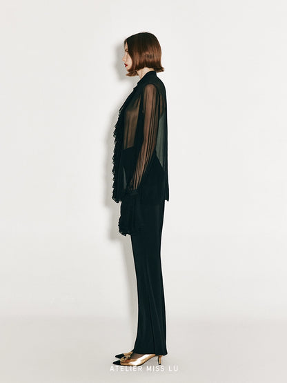 ATELIER MISS LU Retro Modern Long-legged Flared Pants - APOLLINE.