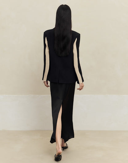 HECO High-waisted purple black white back slit skirt Hip Girl - spirit.