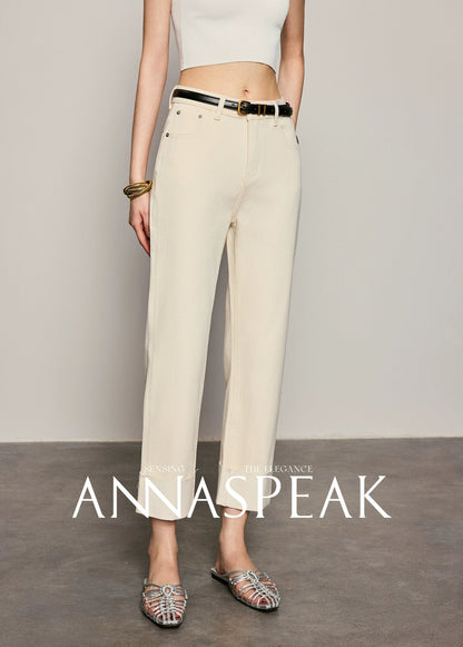 ANNASPEAK leg-shaped slightly elastic cropped straight micro-tapered pants jeans-JAG.