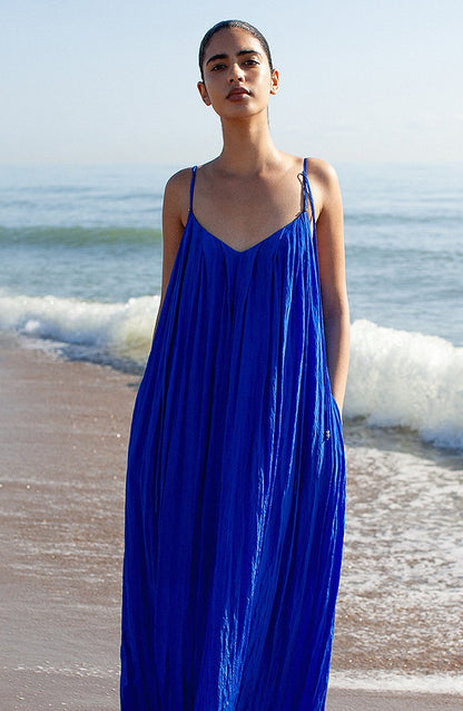 COMME MOI  summer new beach slip blue dress - PHILIP.
