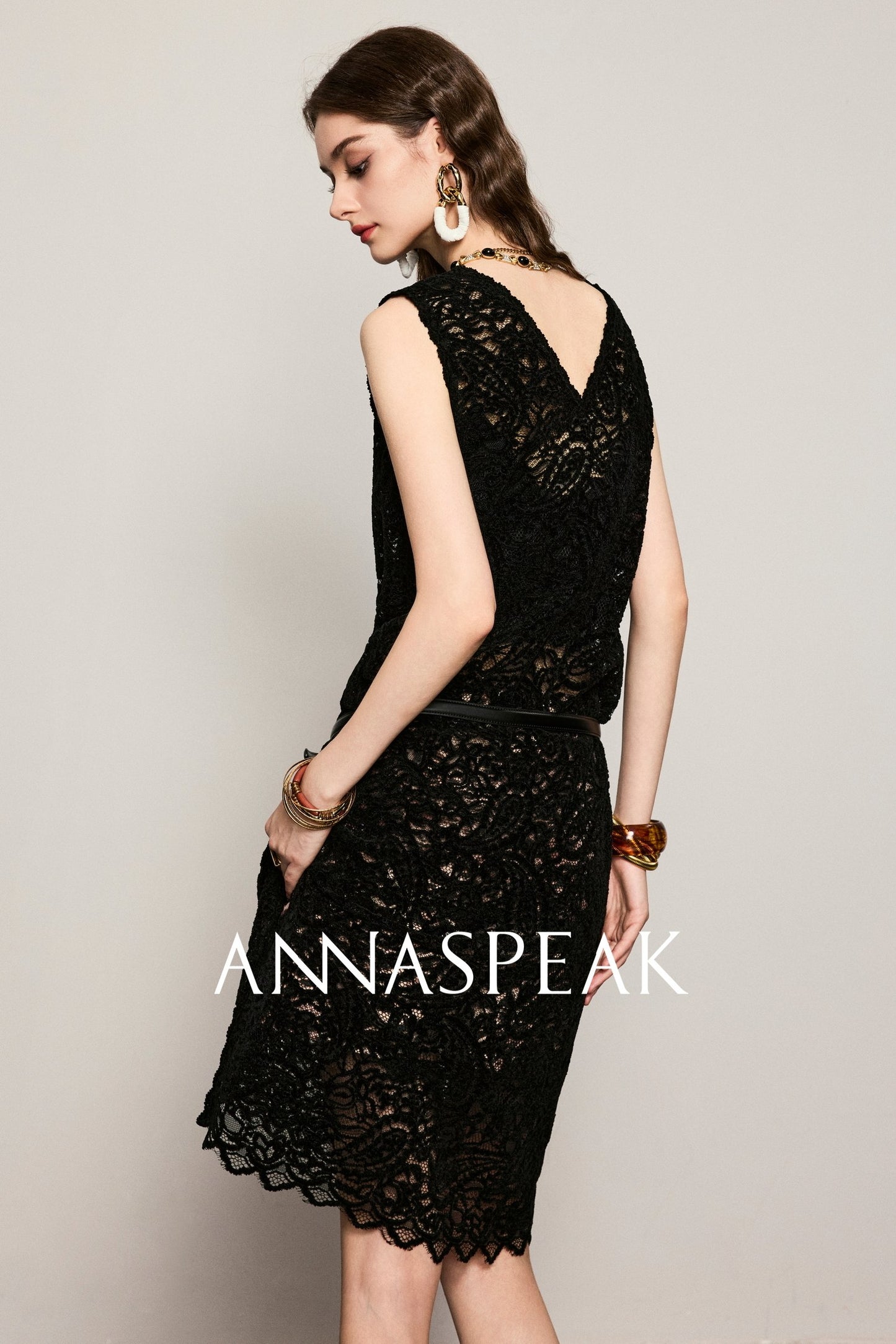 ANNASPEAK versatile chenille velvet lace custom lace dress vest-MAC.