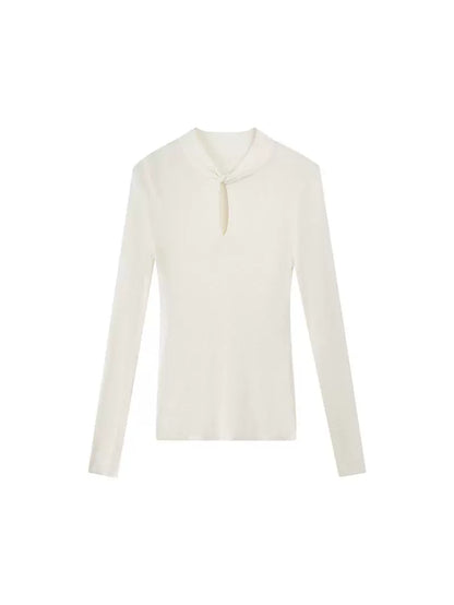 HECO red black white wool Blend twisted cut-out stand collar long-sleeved Knit- secret.