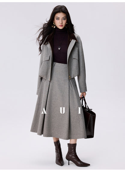 AUI Sheep Wool Black Turtleneck Sweater Slim Knit Base Jacket -  Su-Ho.