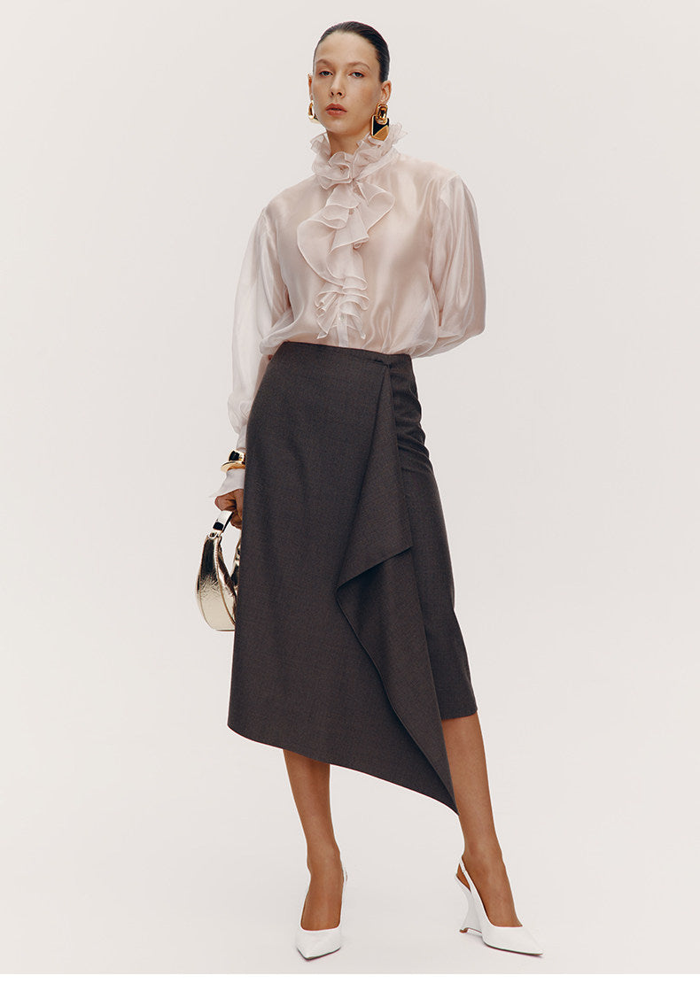 ATELIER MISS LU Court Wind Pleated Design Shirt Top - AUDIT