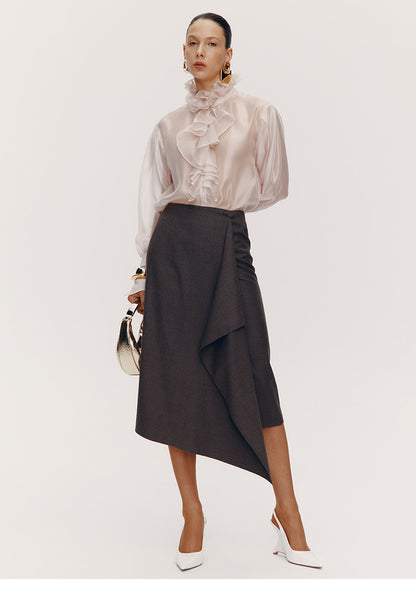 ATELIER MISS LU Court Wind Pleated Design Shirt Top - AUDIT