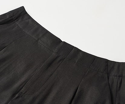 COMME MOI  Summer Waist Pressed Pleated Wide-leg Black Pants - SINS.