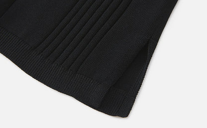ZHUCHONGYUN black simple mid-sleeve slim knit top-IKARI.