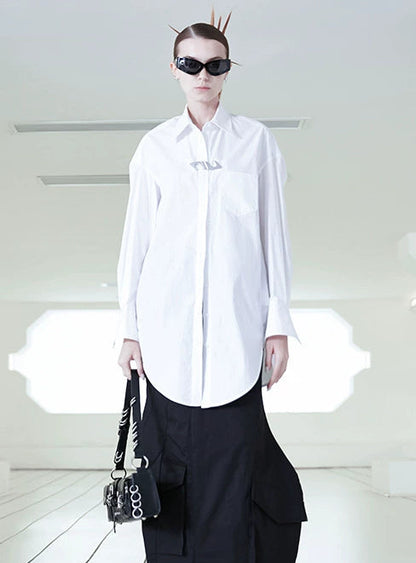 ANNAKIKI Three-dimensional Long Sleeve Long Shirt -JAKE.