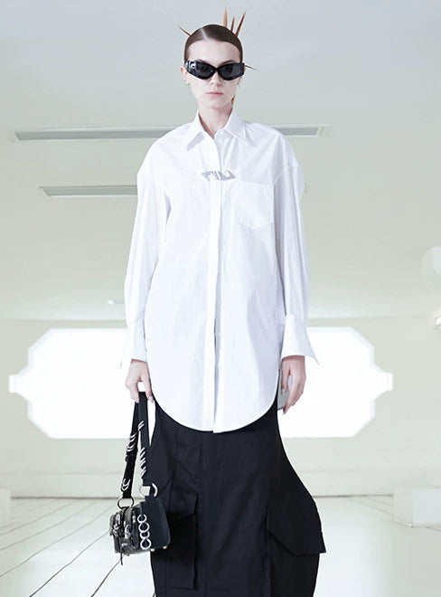 ANNAKIKI Three-dimensional Long Sleeve Long Shirt -JAKE.