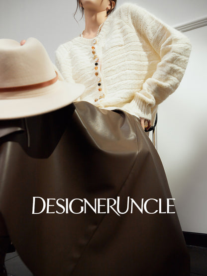 DGU "Warm Tone" White Sweater Autumn New High-end Design Lazy Versatile Trend Top - Louis.