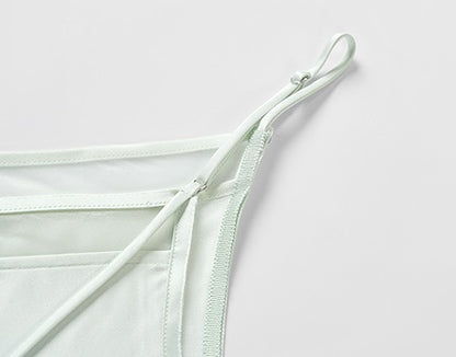 COMME MOI acetate V-neck patchwork suspenders - JUSTICE.