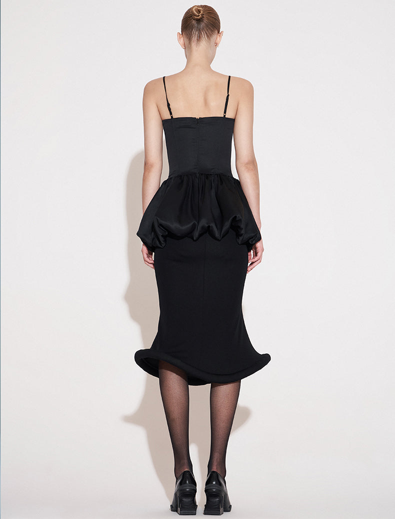 ANNAKIKI niche acetate mid-rise flying saucer fishtail mid-length skirt-KANI