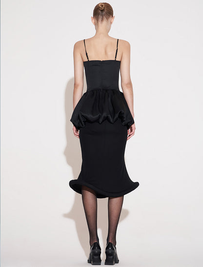 ANNAKIKI niche acetate mid-rise flying saucer fishtail mid-length skirt-KANI