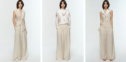COMME MOI summer high-waisted double pleated wide-leg pants - LEVI.