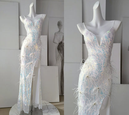 DOLLY Elegant Sleeveless Embroidery High Waist Long Fishtail Cocktail Dress-ZETA