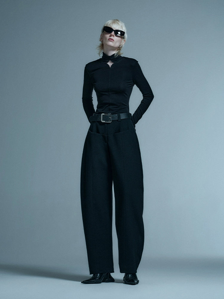 ANNAKIKI mid-waisted wool scimitar mid-rise trousers-ITSUKI