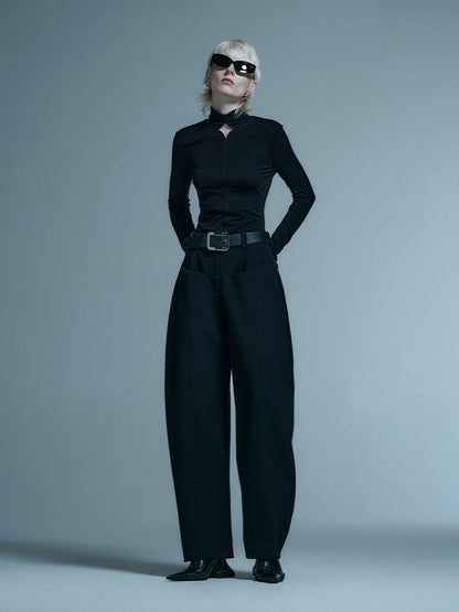 ANNAKIKI mid-waisted wool scimitar mid-rise trousers-ITSUKI