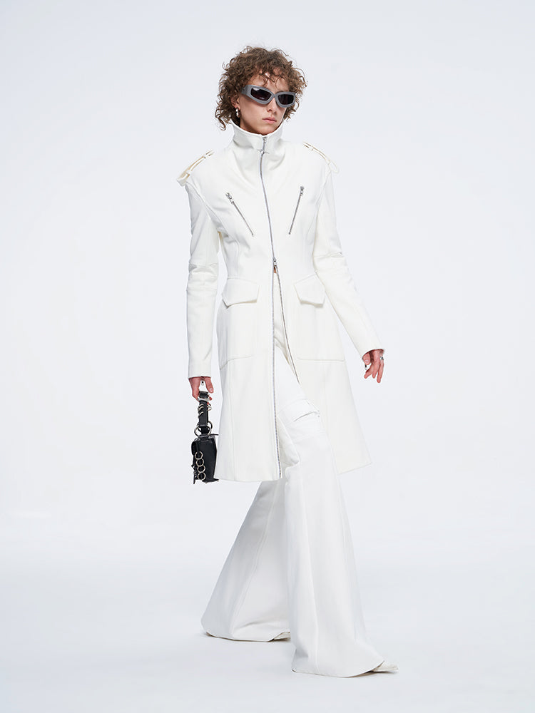 ANNAKIK niche four-pointed star function stand-up collar mid-length coat-HUILIN