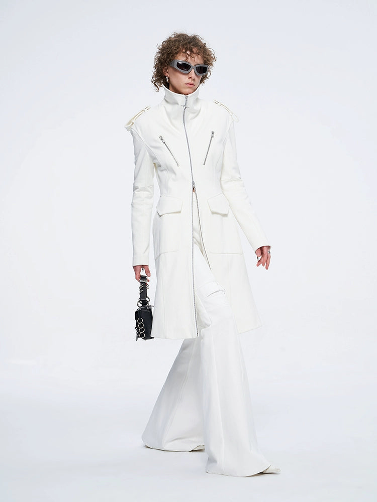 ANNAKIK niche four-pointed star function stand-up collar mid-length coat-HUILIN