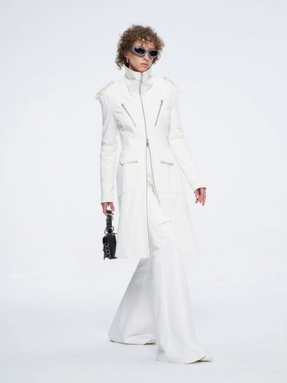 ANNAKIK niche four-pointed star function stand-up collar mid-length coat-HUILIN