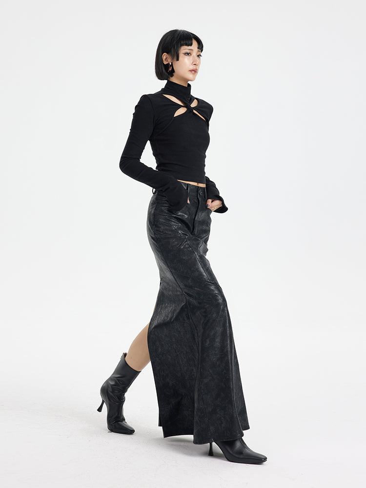 TINY IN cut-out brushed knit long sleeve sweater -WAKA