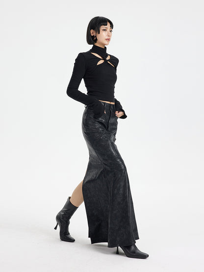 TINY IN cut-out brushed knit long sleeve sweater -WAKA