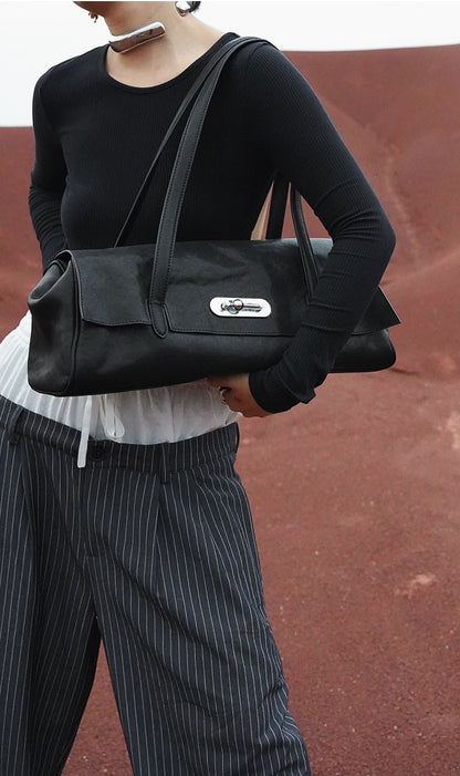 IUBALLET Tanned Leather Shoulder Barrel Bag - SPIRIT.