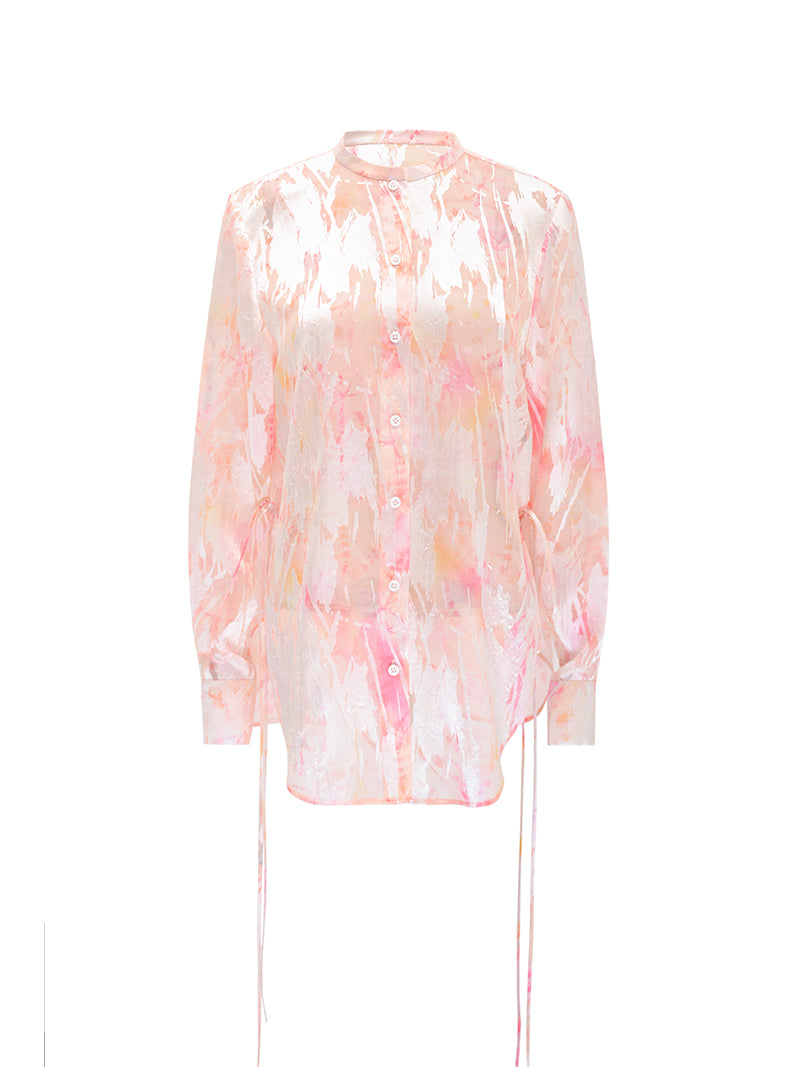 M essential Mackay designer iridescence crepe workshop raffia multi-floral gilet - STEPH.