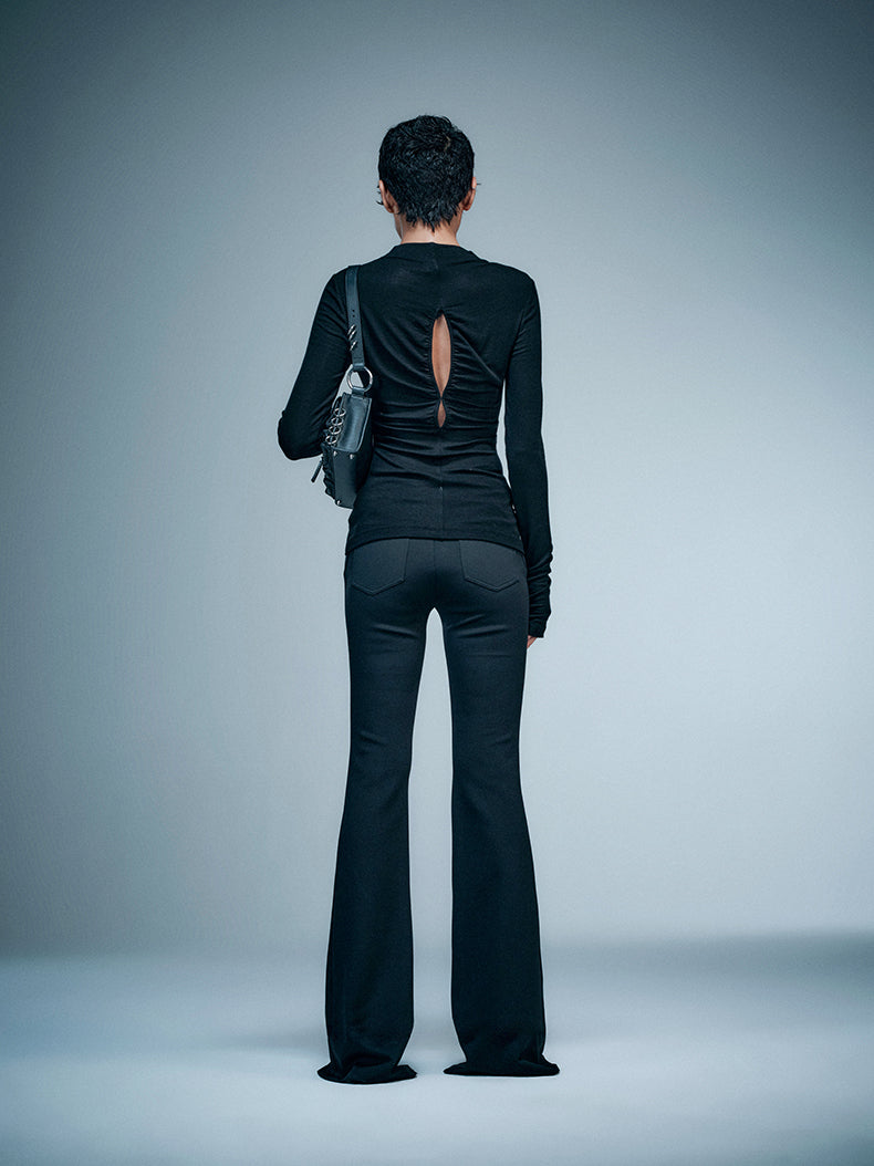 ANNAKIKI three-dimensional fashion personality cutout pleated top-RYUSEI